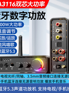 蓝牙5.3HiFI发烧级迷你功放小4A4C米电视同轴spdif光纤接无源音响