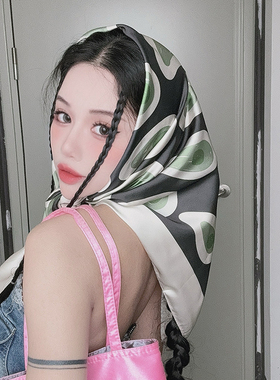 法式田园风度假头巾方巾女丝巾