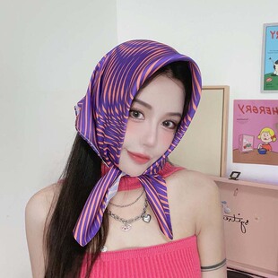 尤嘻岛辣妹丝巾抹胸女2023新款夏季方巾搭配衬衫百搭y2k头巾包头