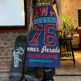 尤嘻岛美式复古西海岸辣妹棉大方巾抹胸腰带女嘻哈海盗头巾包头