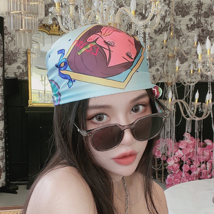 尤嘻岛日系涩谷辣妹方巾丝巾抹胸女千禧y2k多巴胺头巾包头时尚