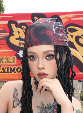 暗黑甜酷恶女风音乐节头巾丝巾