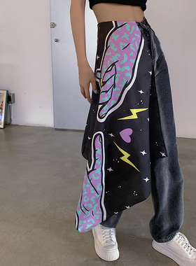 美式复古街头hiphop嘻哈辣妹70方巾女夏季抹胸潮牌头巾丝巾男围巾