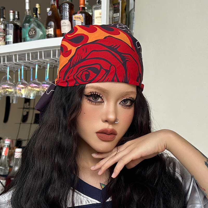 尤嘻岛美式辣妹嘻哈街舞头巾女包头hiphop棉方巾丝巾抹胸腰巾