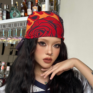 尤嘻岛美式辣妹嘻哈街舞头巾女包头hiphop棉方巾丝巾抹胸腰巾