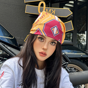 尤嘻岛美式复古潮流黄色棉薄款方巾丝巾女装饰领巾春秋骑行头巾男