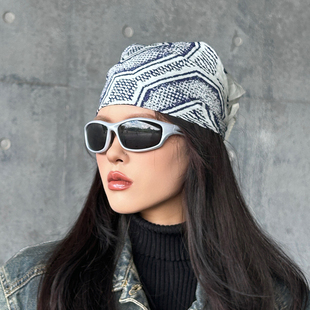 尤嘻岛美式休闲自行车骑行小方巾头巾女包头时尚摩托车纯棉围脖男