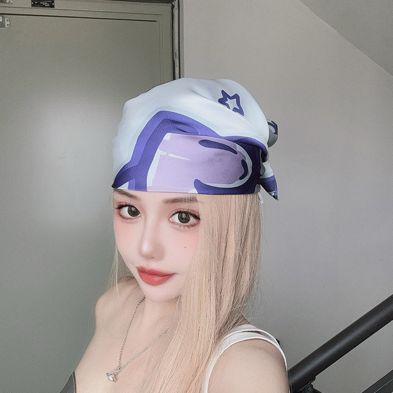 尤嘻岛小众原宿风辣妹y2k千禧紫色头巾女包头个性音乐节方巾丝巾