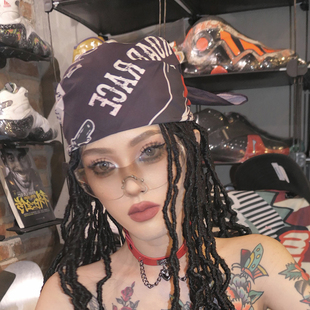 尤嘻岛美式复古hiphop嘻哈头巾男款骑行夏季音乐节棉方巾抹胸女