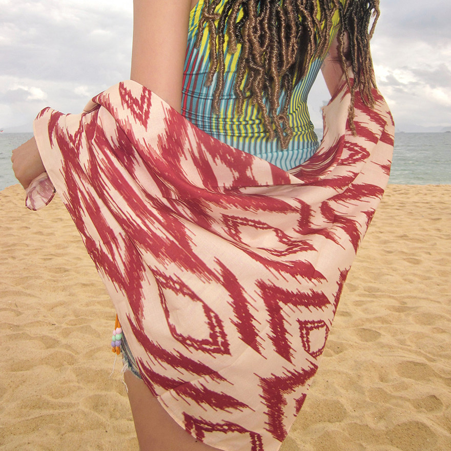 尤嘻岛波西米亚度假风90大方巾抹胸腰带女海边沙滩巾披肩头巾包头