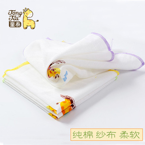 新款童泰婴幼儿纯棉纱布口水巾喂奶巾宝宝小毛巾婴儿用品3条装