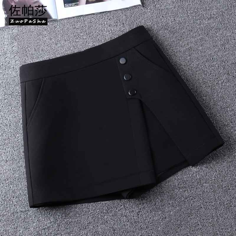 时尚西装裙裤女短裤2022春季新款职业短裙假两件高腰a字半身裙裤