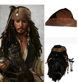 cosplay服装 万圣节电影加勒比海盗杰克船长JackSparrow 假发帽子