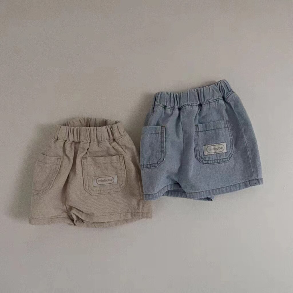 ins童装婴幼韩童字母夏棉薄款牛仔裤复古短裤幼童宝宝潮搭时髦