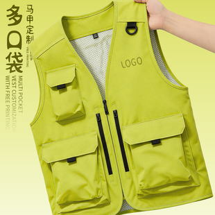 高品质多口袋马甲定制摄影志愿者物业团体工作服宣传背心印logo字