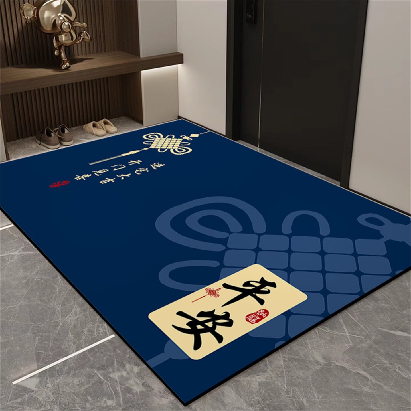 蓝色进门垫新春入户门地垫家用玄关硅藻泥地垫可裁剪刮泥蹭土脚垫