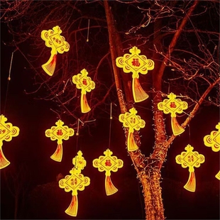 带灯中国结春节喜庆氛围装饰挂件led中国结装饰灯亚克力材质新年