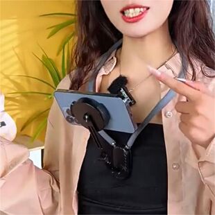 挂在脖子上的手机支架跨境磁吸挂脖手机支架第一人称视角胸前拍摄