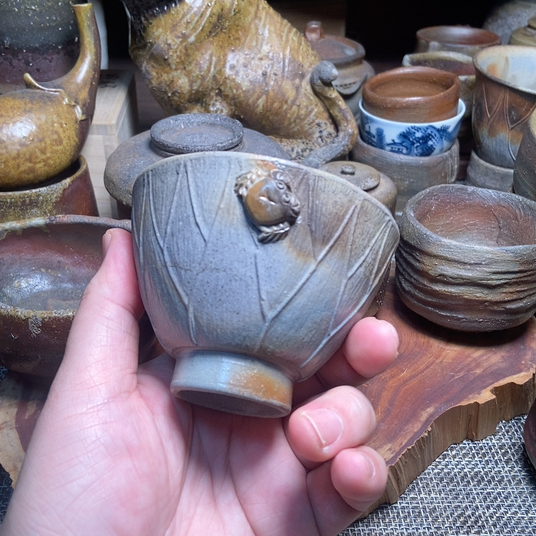 小西陶古 备前烧 荷叶螃蟹主人杯,餐饮具,建盏,淘宝优惠券,粉丝福利购,淘宝优惠卷