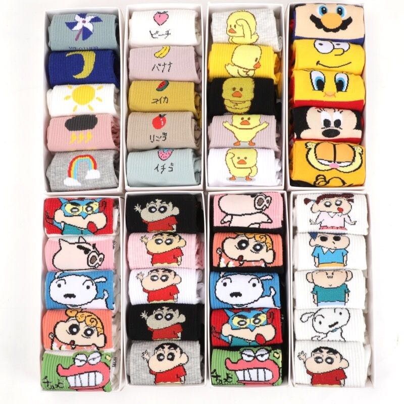 【5双装】les帅t中性袜子女韩版中筒可爱学生袜卡通蜡笔小新袜子|msdalam kategori Pakaian Dalam/seluar dalam lelaki/tracksuit, Sock/bottoming stoking/stoking/kaki sarung kaki - dari Buy2taobao.com untuk memberikan perkhidmatan ejen Taobao profesional membeli