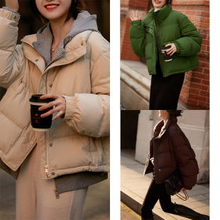 高阶货巨显瘦！五防95白鹅绒面包服 立领羽绒服 高端短款鹅绒服冬