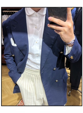 让定制RTions 复古珍珠纽扣圆领型衬衫