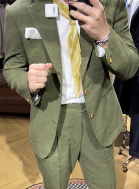 让定制RTions 绿色泡泡纱西装上衣 爱穿衣服的让先生