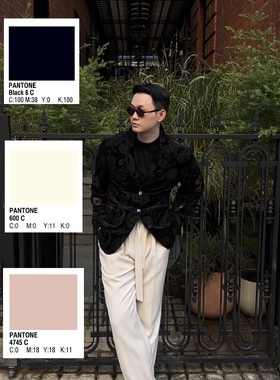 爱穿衣服的让先生 Rebeldon 黑色镂空佩斯利纹单西