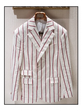 RTions让定制 法式条纹毛丝麻夹克 爱穿衣服的让先生