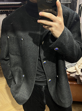 爱穿衣服的让先生 羊毛黑金配色男士小香风夹克 青金石系列待更新