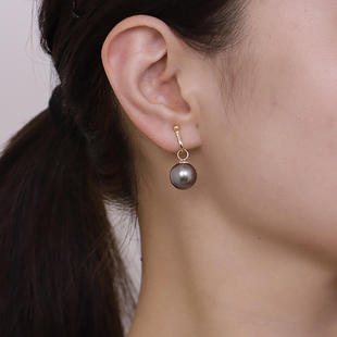 18K可换珠耳夹 挂珠款 大溪地炫彩珍珠正圆形 直播间专享直降