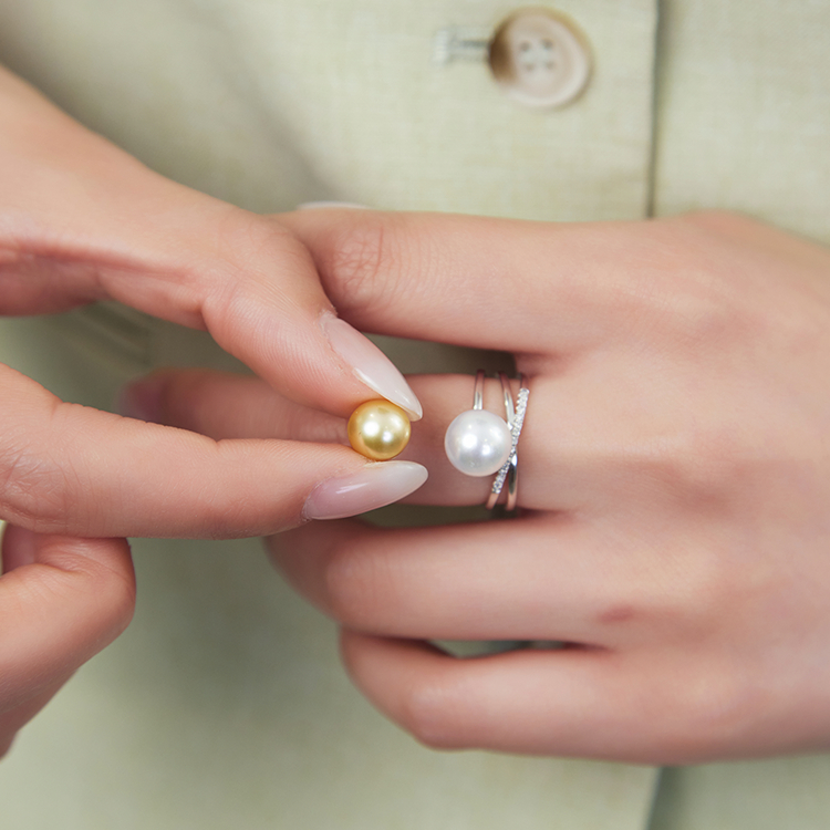 可拆卸珍珠钻石戒托环绕