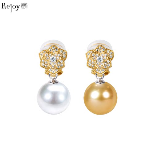 悦甄18K金两戴款钻石珍珠耳夹
