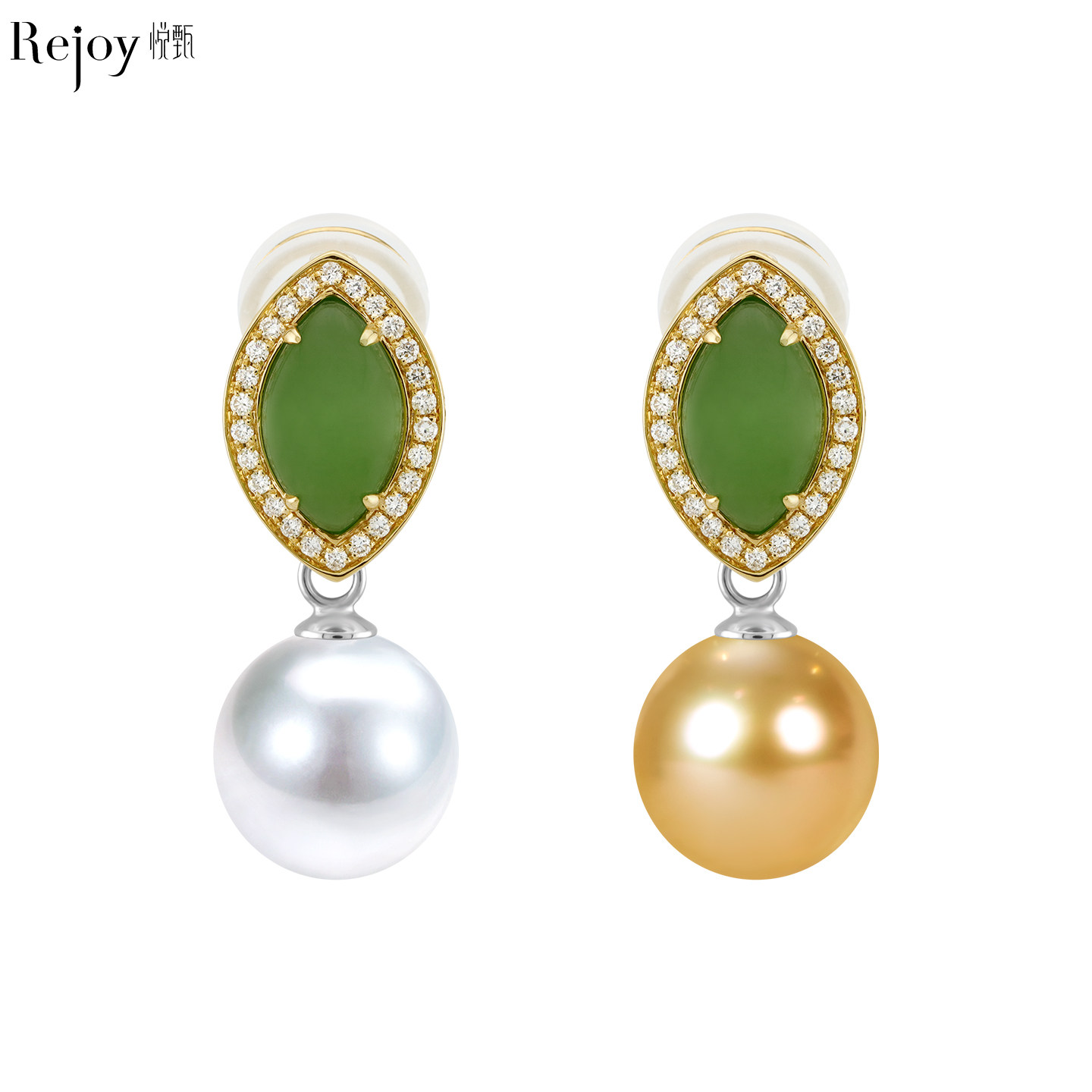 悦甄【两戴款】18K金碧玉钻石耳夹