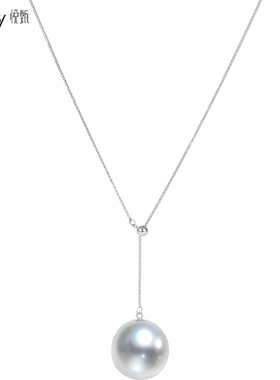 【直播间专享直降】Y字链 K白版 18K金澳白珍珠项链 水滴13-14mm