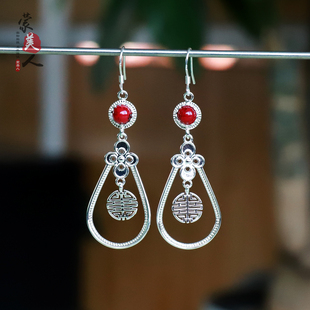 蒙古族耳环民族风耳饰925银蒙古元素银饰女款小饰品短款耳坠耳挂