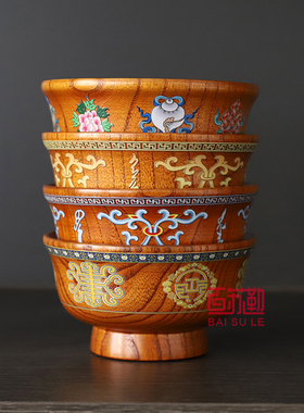 奶茶木碗内蒙古特色蒙餐餐具纯实木隔热防烫木碗蒙古族餐具民族风