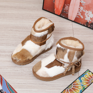 儿童蒙古靴子冬季保暖加棉加厚羊毛羊皮童鞋民族风雪地靴男女童