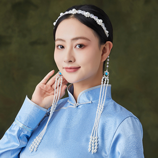 民族风发卡发箍甜美流苏蒙古族头饰串珠成人儿童舞蹈演出手工发饰