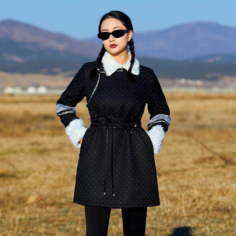 原创秋冬蒙古服装女新款民族风棉衣外套改良现代蒙古袍日常装冬季