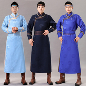 蒙古袍日常生活装 新款 四季 男士 传统长袍蒙古舞蹈演出服蒙古族服装