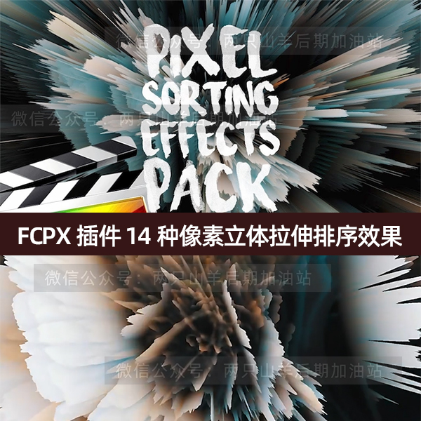 FCPX插件-14种炫酷像素立体拉伸抖动排序特效 Pixel Sorting