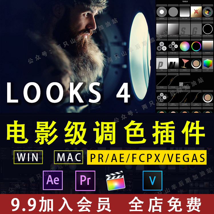 AE/PR调色插件FCPX视频电影调色looks4.0电影调色插件红巨人Mac