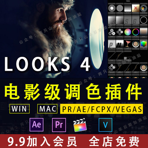 AE/PR调色插件FCPX视频电影调色looks4.0电影调色插件红巨人Mac