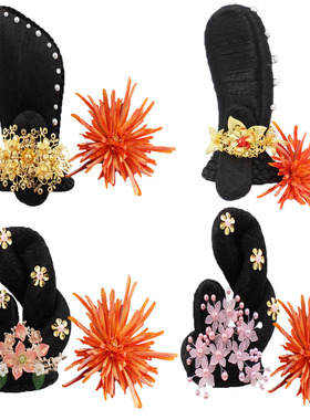 头饰唐印舞蹈头饰 唐印演出头饰 桃李杯古典舞头饰黑色假发