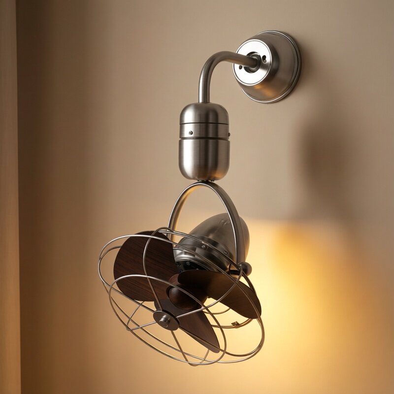 12寸直流复古装饰吊扇壁扇变频文艺单头摇头电风扇带笼咖啡厅风扇