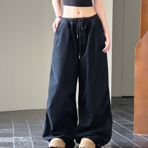 冷大娘 男女中大童街头酷感伞兵休闲宽松工装裤街舞运动阔腿长裤