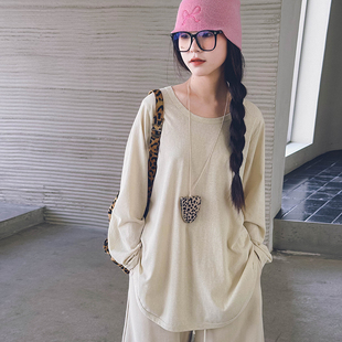 柔软内搭T恤宽松休闲百搭上衣亲子款 冷大娘 秋冬男女中大童打底衫