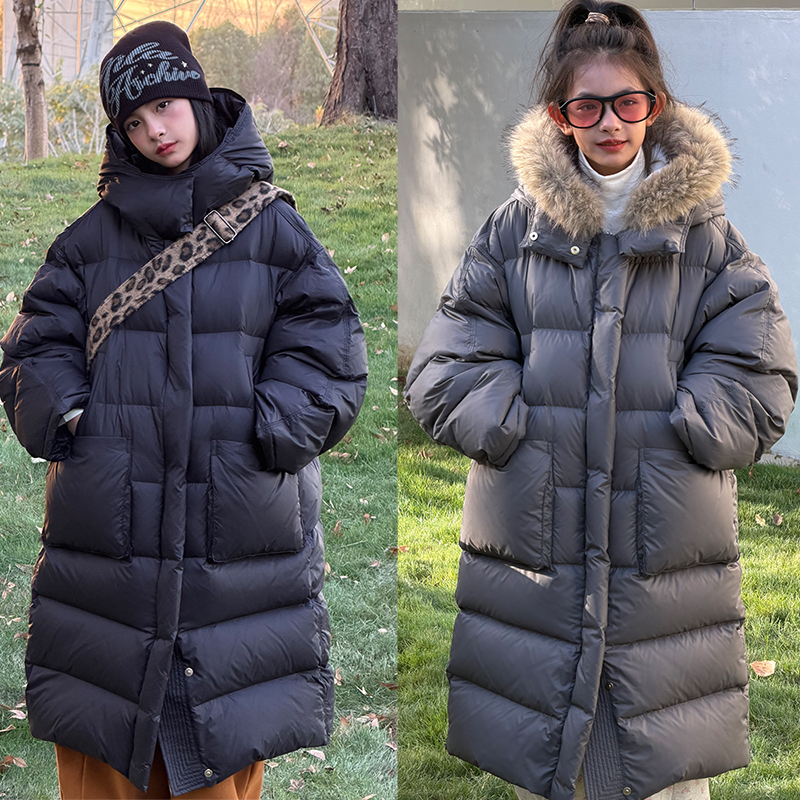 冷大娘男女中大童加厚羽绒服