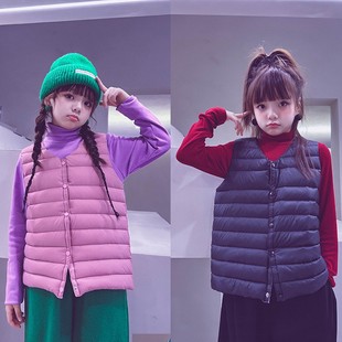 冷大娘定制男女儿童冬羽绒内胆校服内搭白鸭绒保暖羽绒服背心亲子